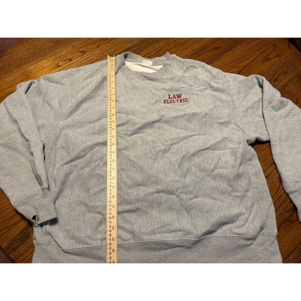 Champion Reverse Weave Sweatshirt XL Gray Law Electric Pullover Crewneck Pinhole
